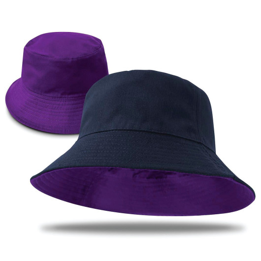 Reversible School Bucket Hats Navy Purple